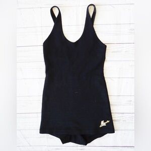 Catalina - Pacific Knitting Mills - Wool 1920s 1930s  Swimsuit Black Antique VTG